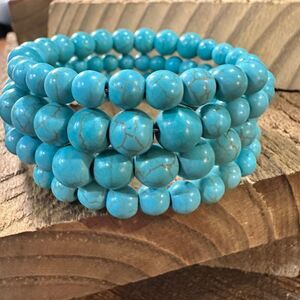 Handmade Synthetic Turquoise Wrap Bracelet Fashion, Southwestern Cowgirl Design